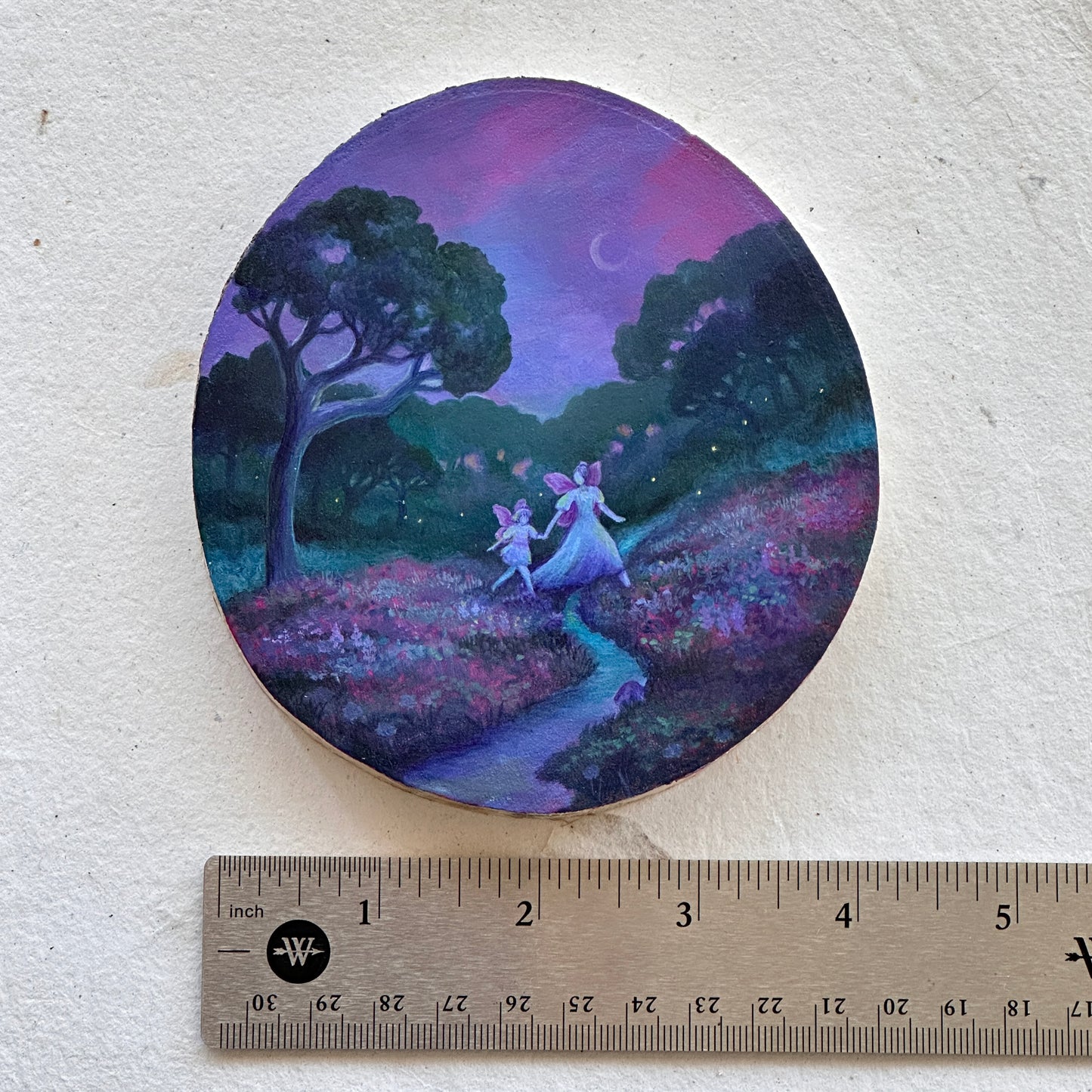 "Faeries in the Meadow" | Original painting on birch