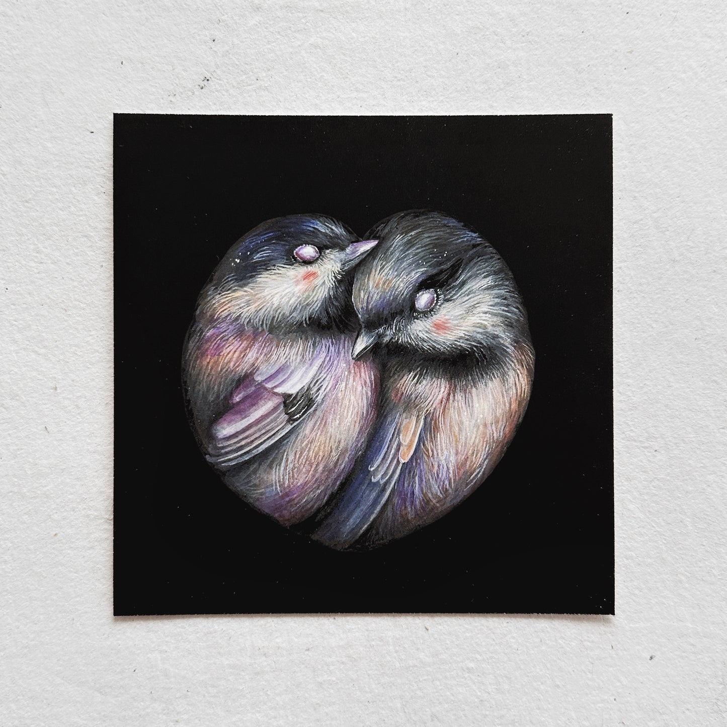 “Heart Chickadees” 5x5print