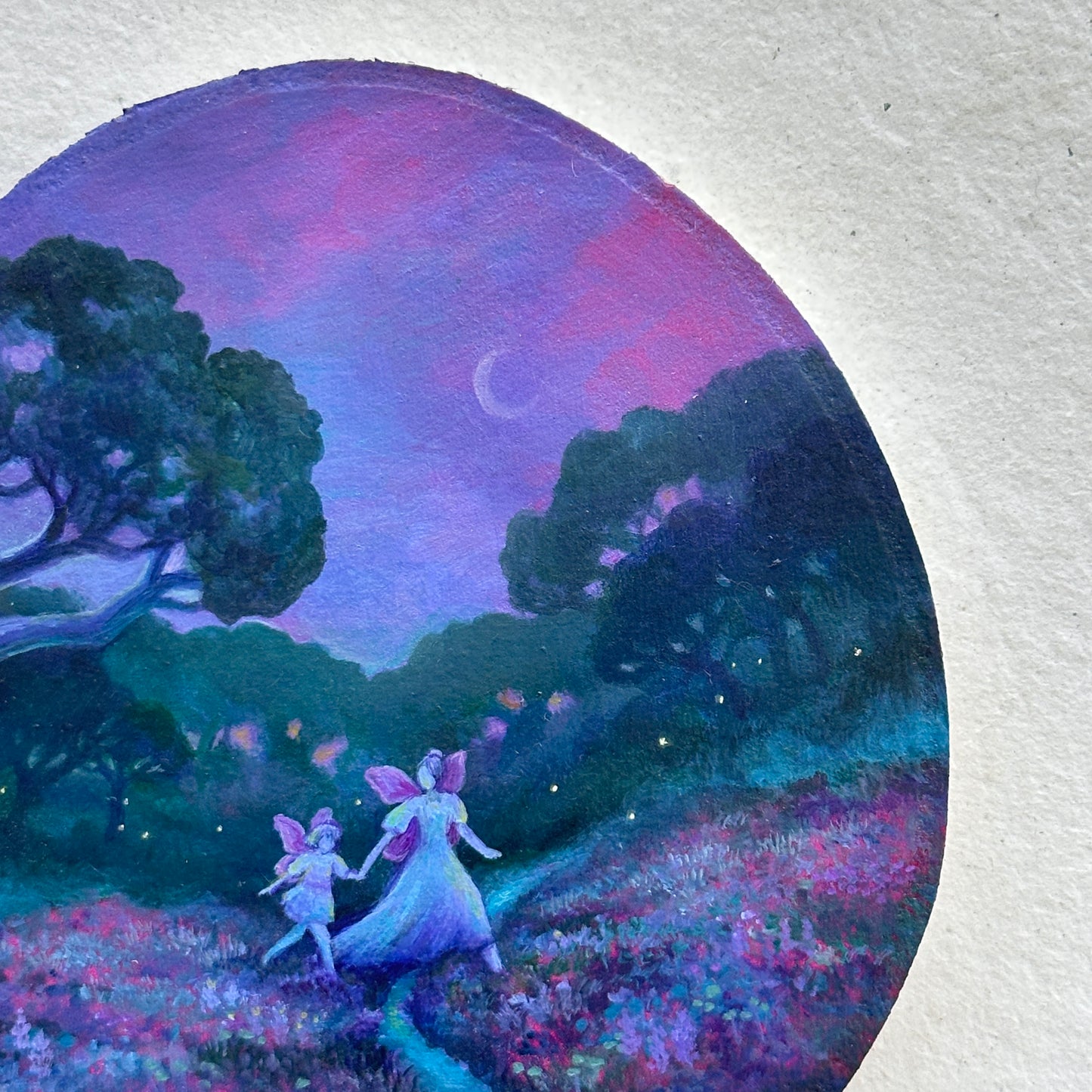"Faeries in the Meadow" | Original painting on birch