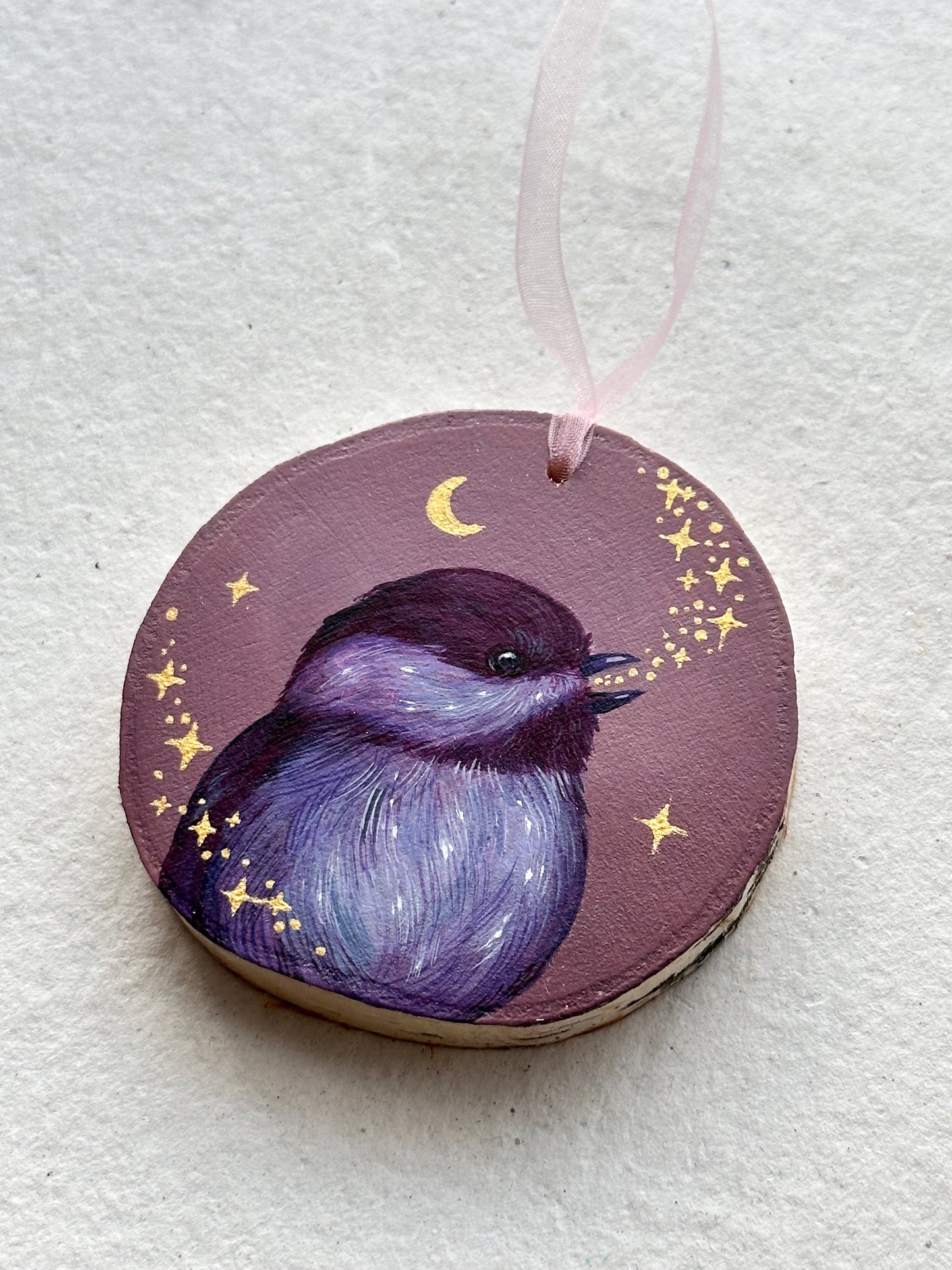 Chickadee Ornament | Original painting on birch