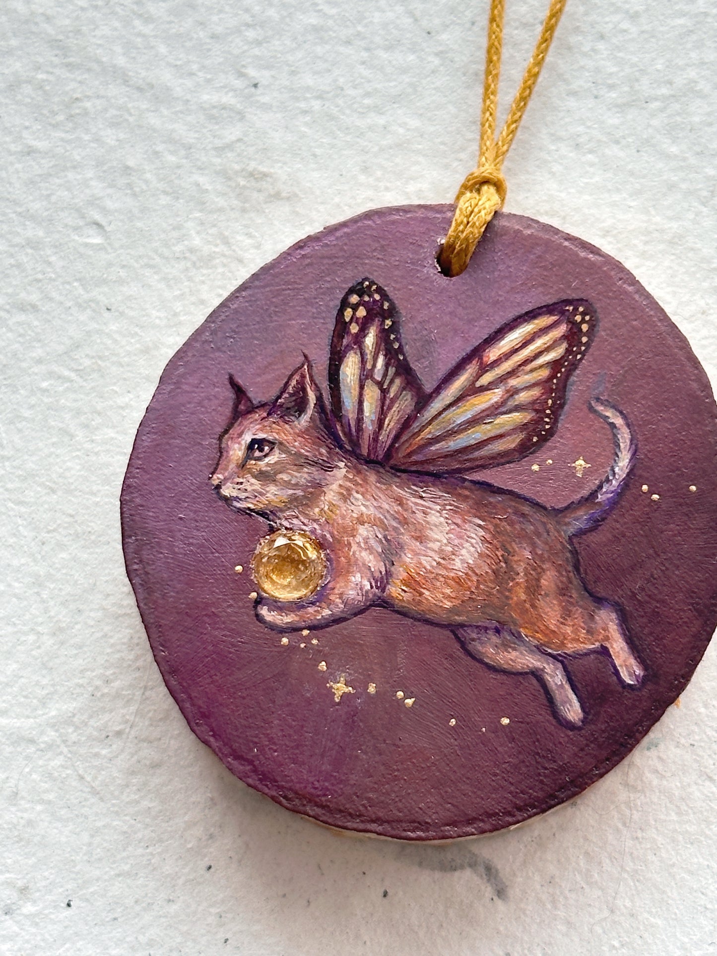Ornament with genuine gemstones | Original Painting on wood
