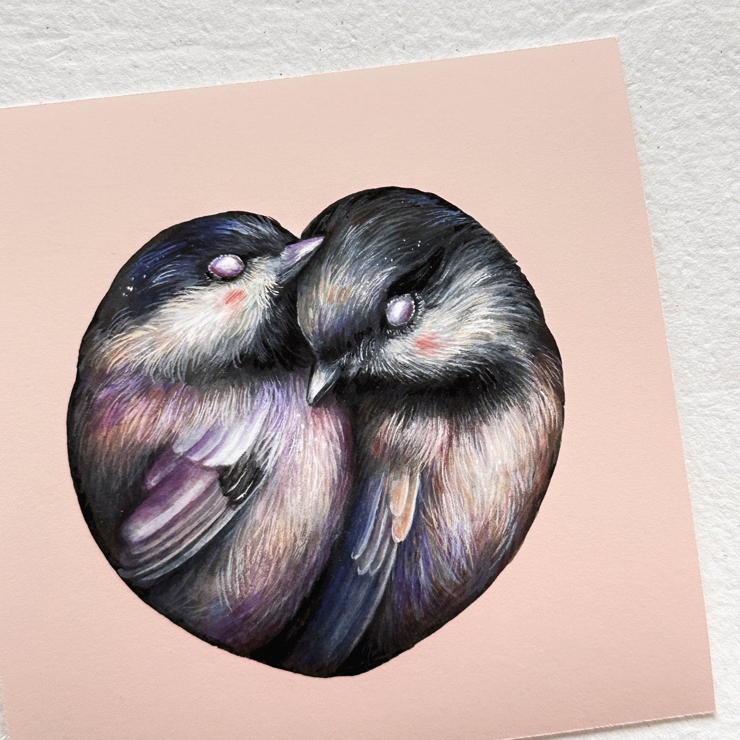 "Heart Chickadees" 5x5 print