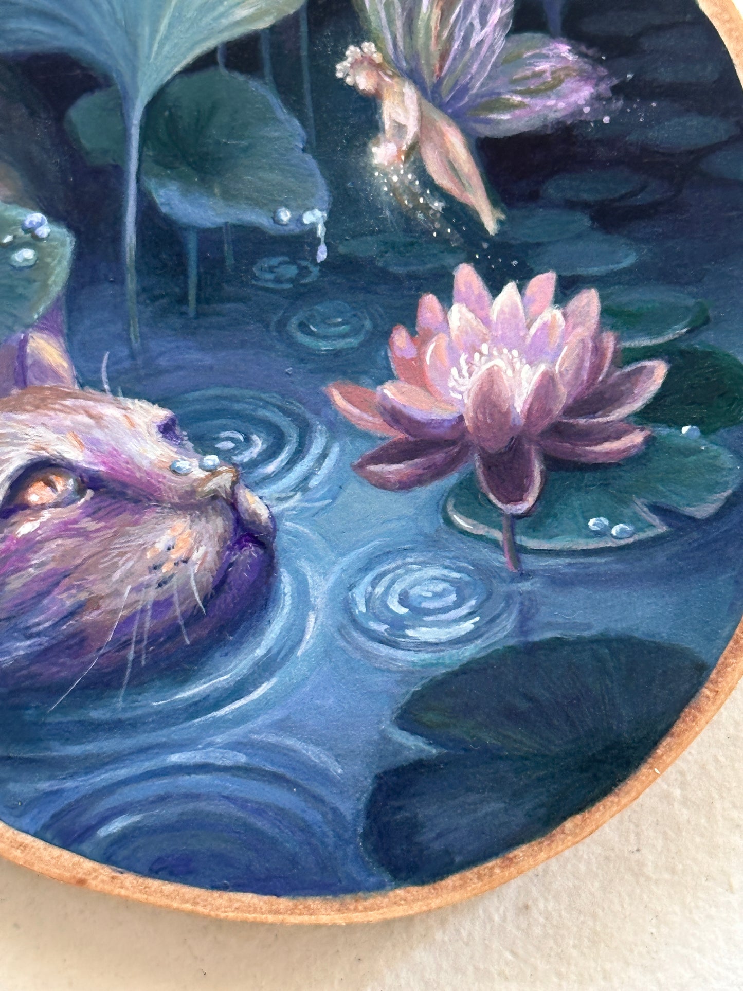 The Cat and the Fairy | Original painting on birch