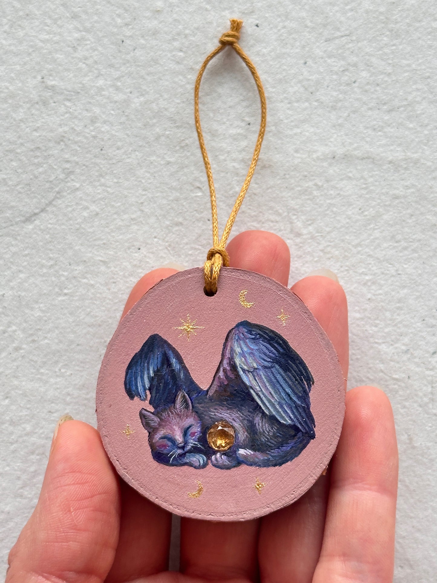 Ornament with genuine gemstones | Original Painting on wood