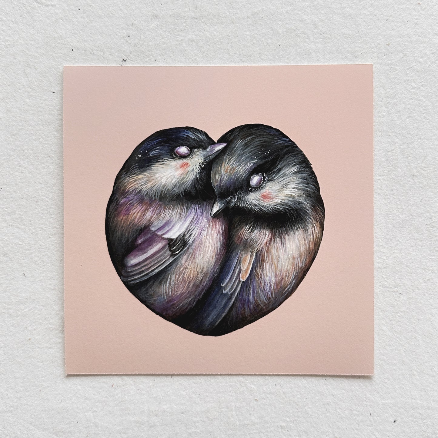 “Heart Chickadees” 5x5print