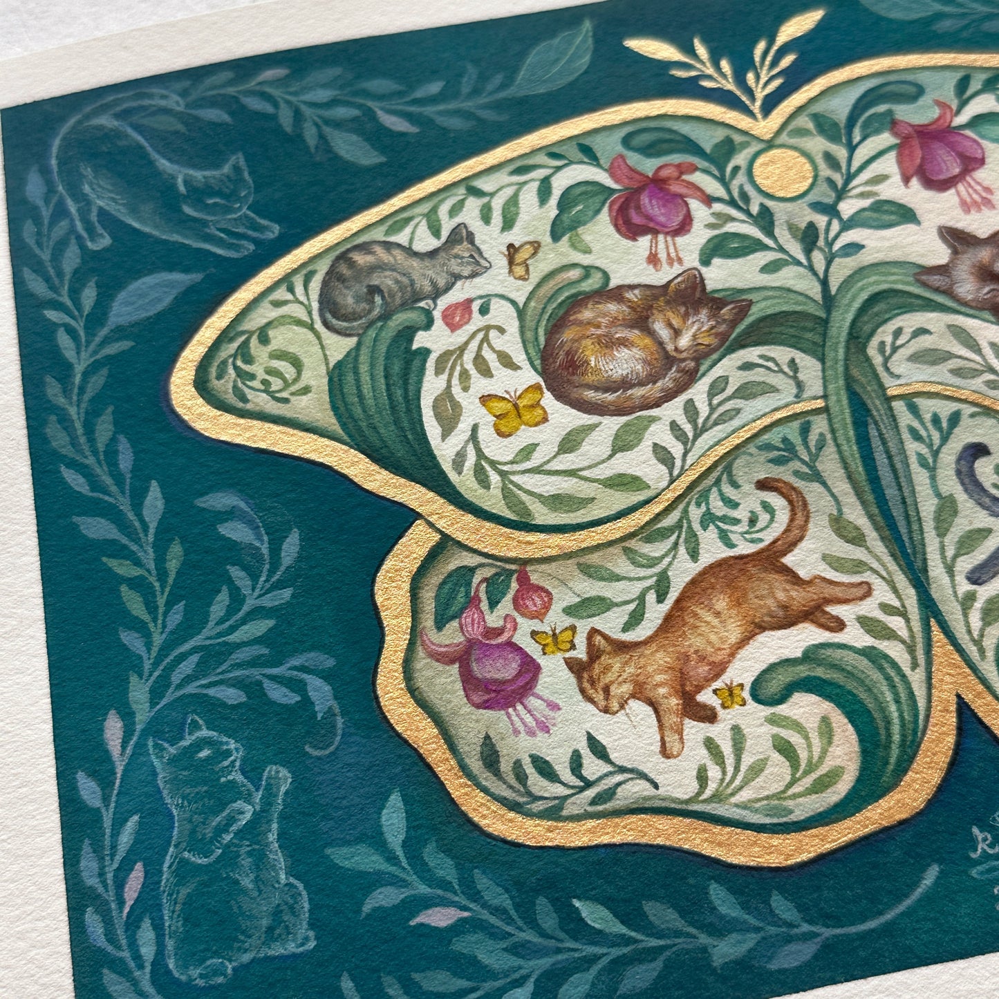 Cats Butterfly | Original painting on paper