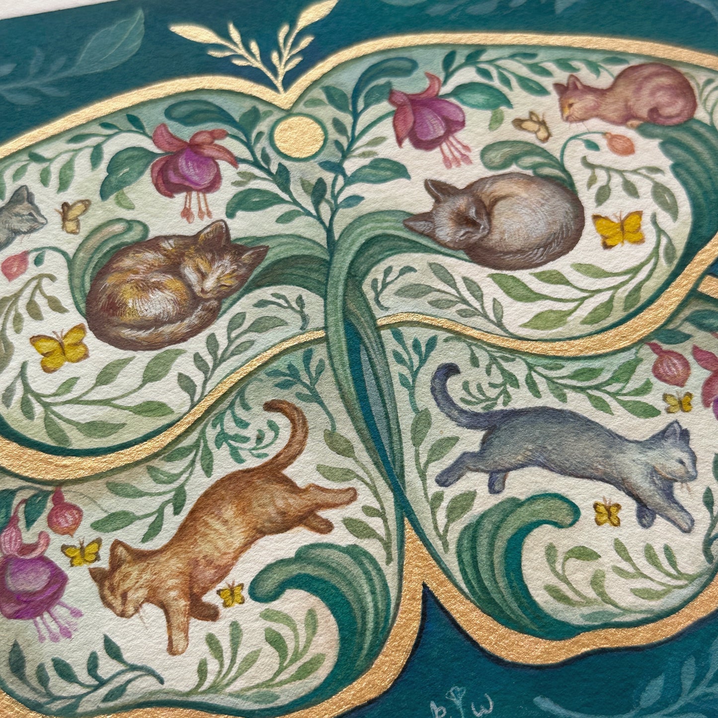 Cats Butterfly | Original painting on paper