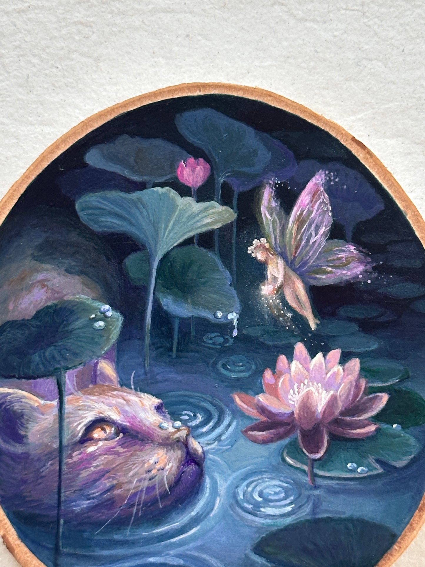 The Cat and the Fairy | Original painting on birch