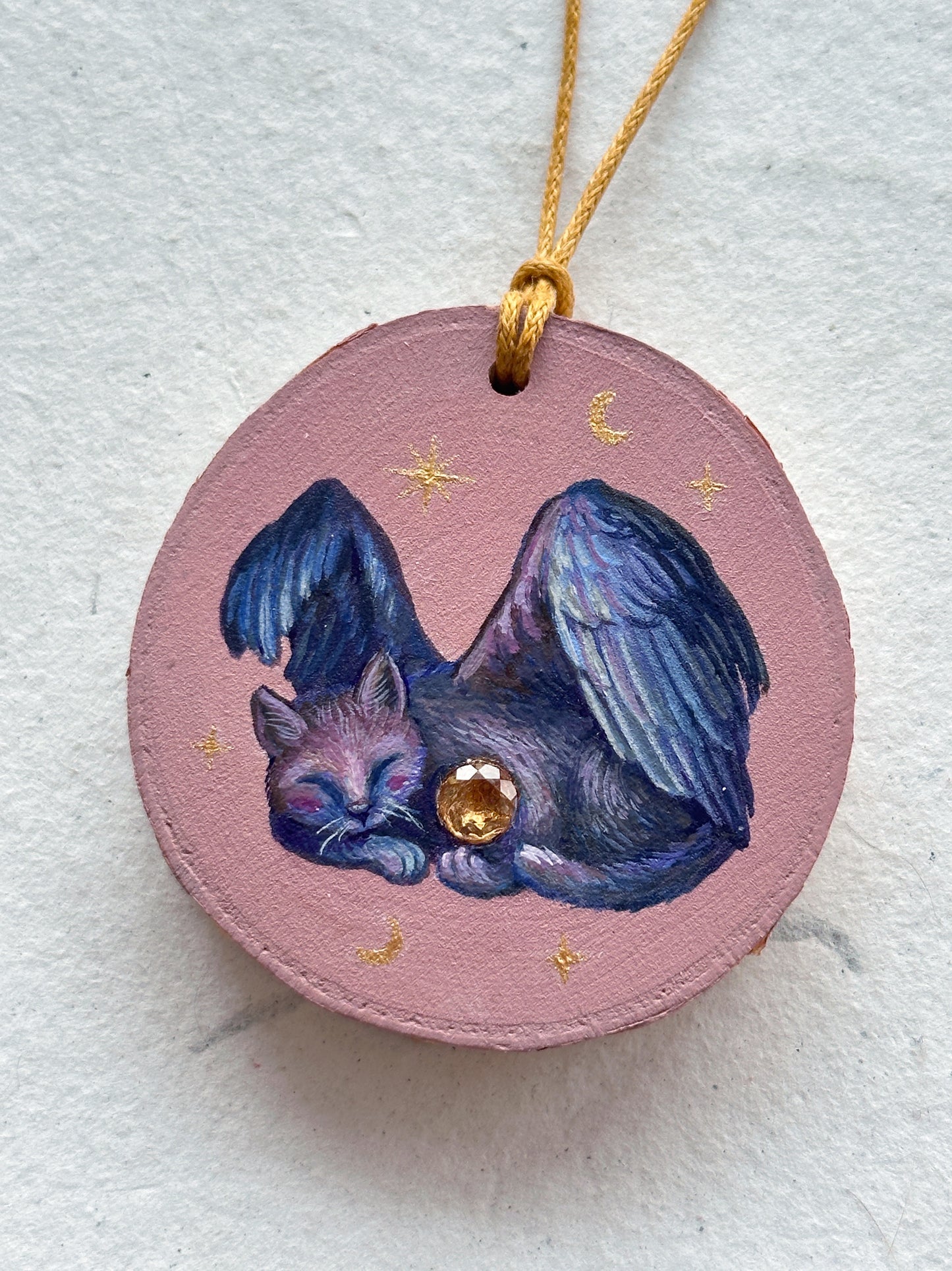 Ornament with genuine gemstones | Original Painting on wood
