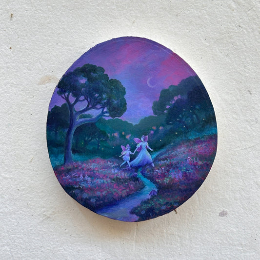 "Faeries in the Meadow" | Original painting on birch