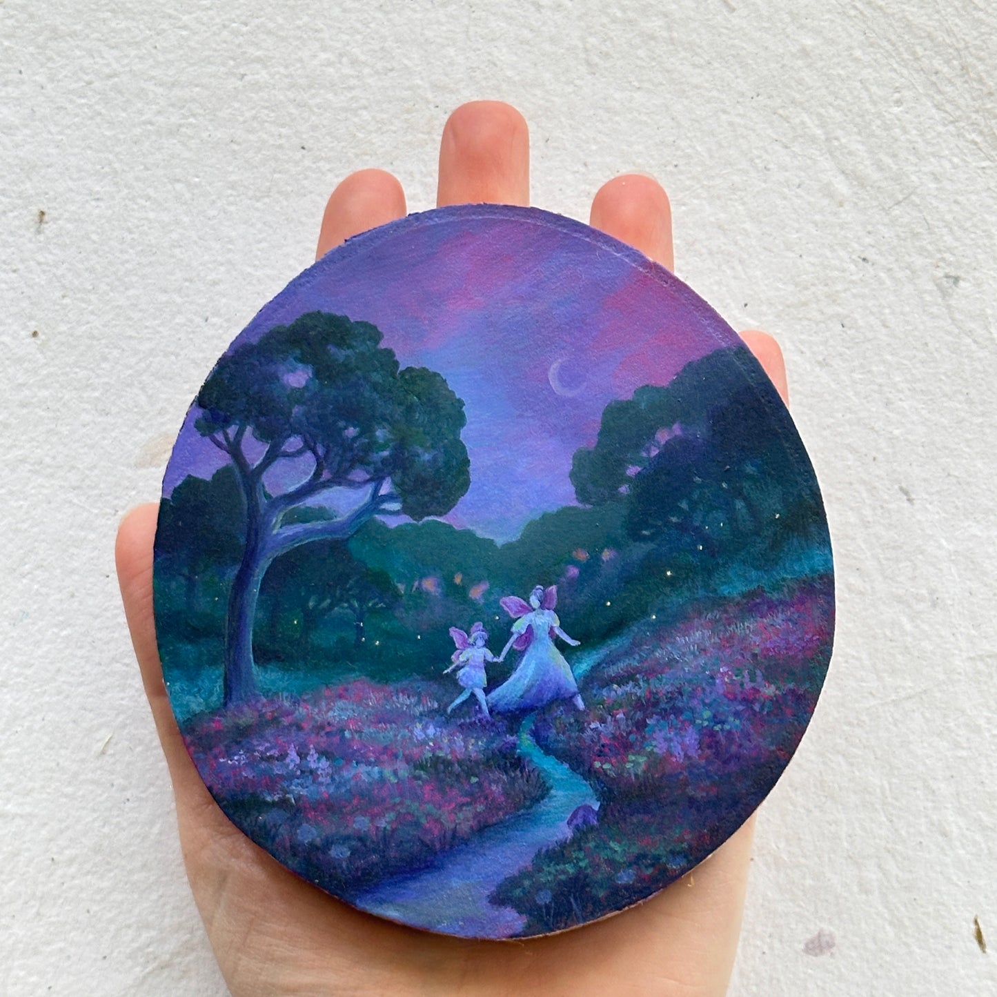 "Faeries in the Meadow" | Original painting on birch
