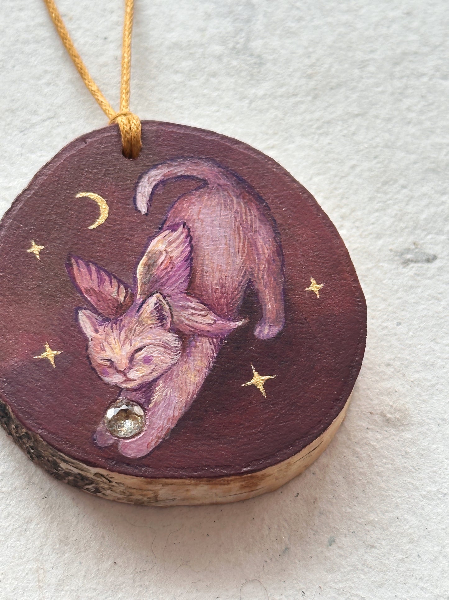 Ornament with genuine gemstones | Original Painting on wood