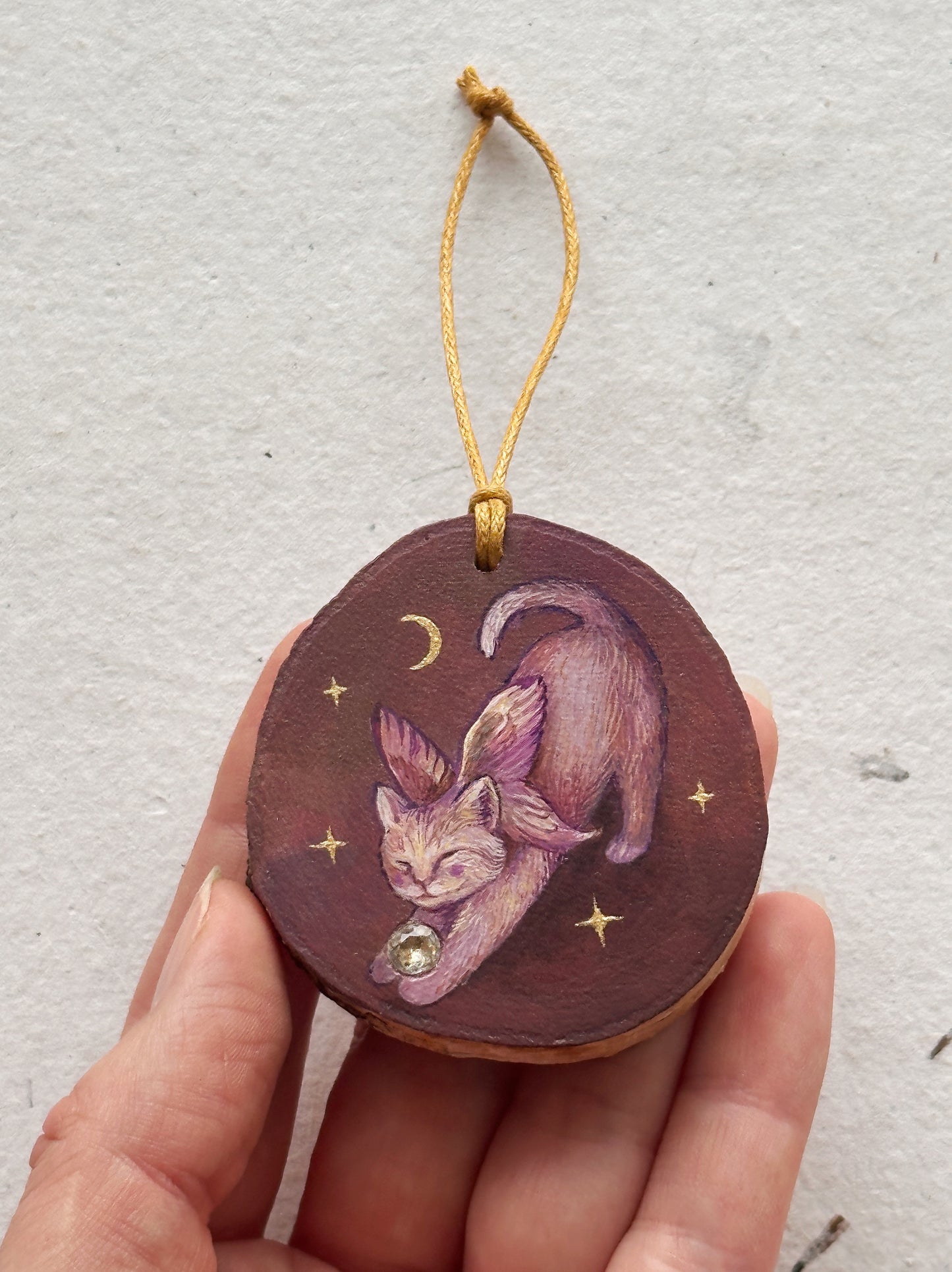 Ornament with genuine gemstones | Original Painting on wood